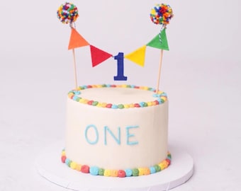 1st Birthday Cake Topper - Primary Colors Cake Topper - Circus Cake Topper - Carnival Cake Topper - Boy First Birthday Felt Cake Bunting