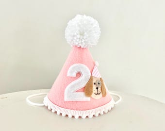 Puppy Party Birthday Hat - Let’s Pawty Birthday Hat- Girl Puppy Party Hat- Dog Birthday Hat - Golden One