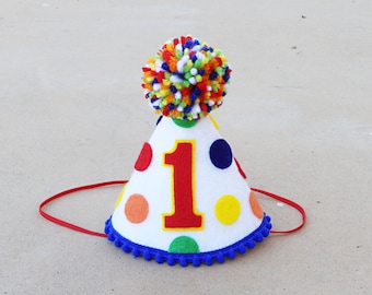 男の子1歳の誕生日帽子 - 1歳になる楽しいパーティーハット - 1歳の誕生日パーティーハット - キャタピラーバースデー - 水玉模様のパーティーハット