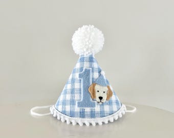 Puppy Party Birthday Hat - Let’s Pawty Birthday Hat- Dog Birthday Party Hat- Puppy Party Theme - Golden One
