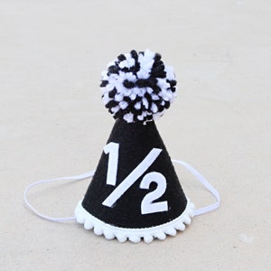 Black and White 1/2 Birthday Hat - Half Birthday Party Hat - Neutral Party Hat - Boys 1/2 Birthday