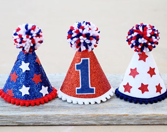4th of July Mini Party Hat - Red White Blue - Patriotic Birthday Party Hat - Dog Party Hat