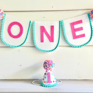 Girl High Chair Banner, First Birthday Highchair Banner, Confetti Banner, Sprinkles, Llama Birthday image 2