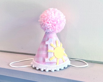 Sunshine Birthday Hat - First Time Around the Sun Birthday Hat- Little Sunshine Party Hat - One in the Sun- Golden Birthday