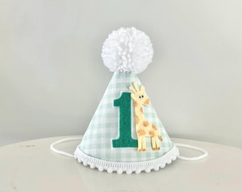 Wild One Birthday Hat- Giraffe 1st Birthday Party Hat - Party Animal First Birthday Hat