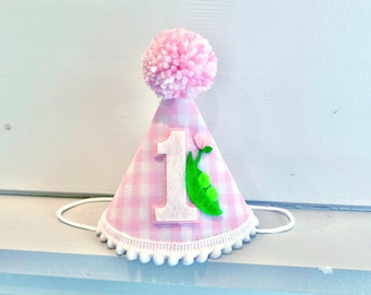 Sweet Pea Birthday - One Sweet Pea Party Hat - Sweet Pea Purple or Pink - Girl 1st Birthday Hat