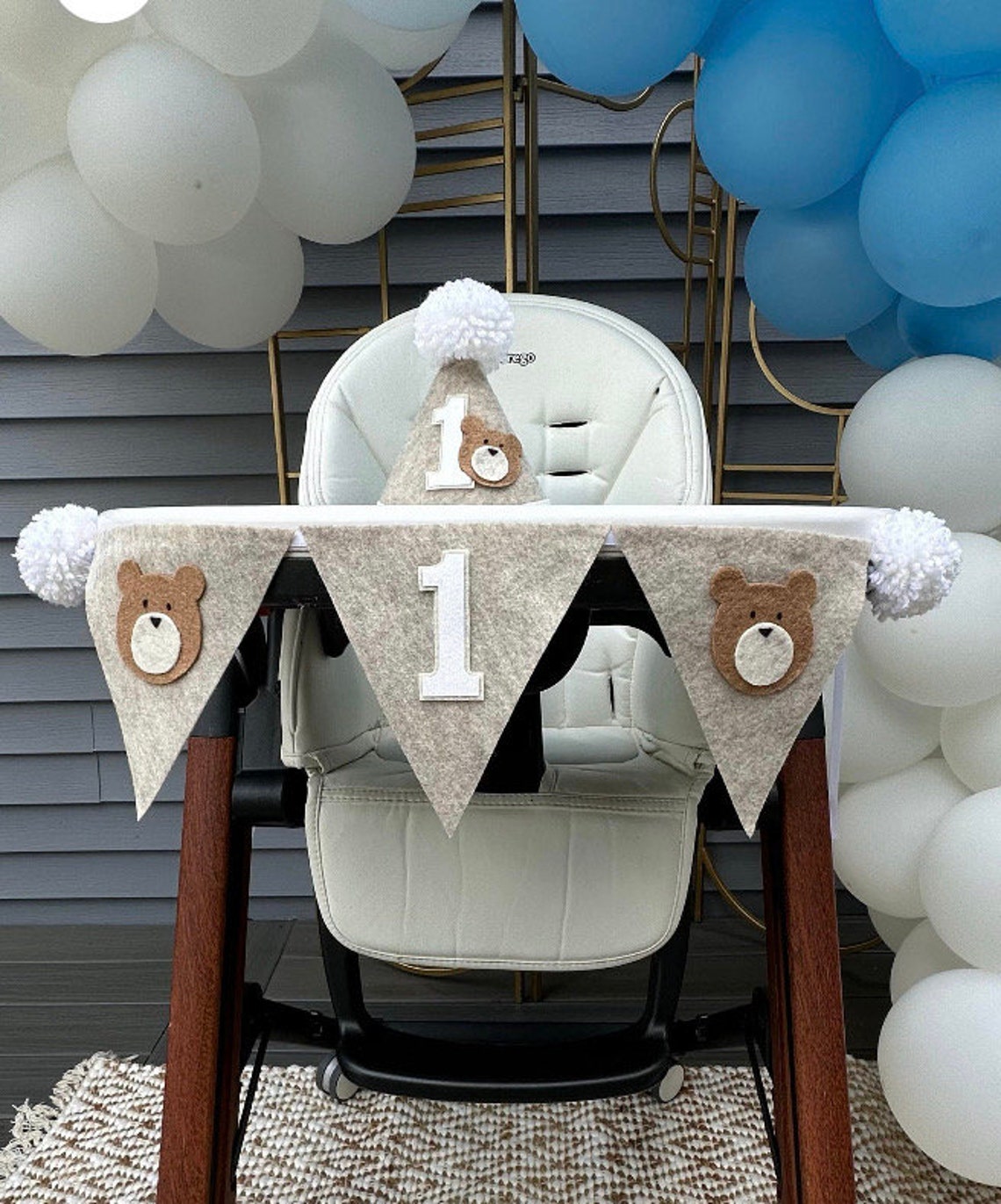 Teddy Bear High Chair Banner - Beary 1st Birthday Party- Bear Highchair ...