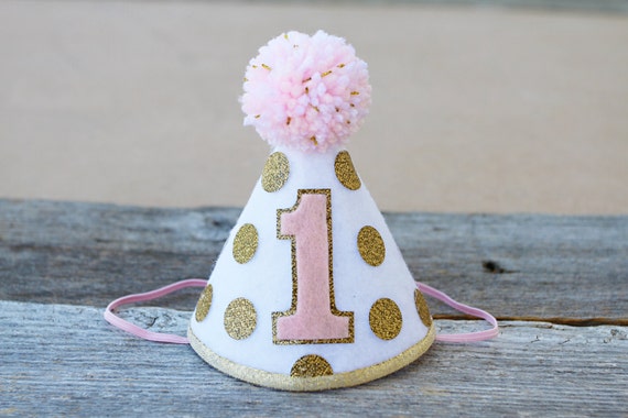 Girls 1st Birthday Pink And Gold Party Hat Girls First Birthday