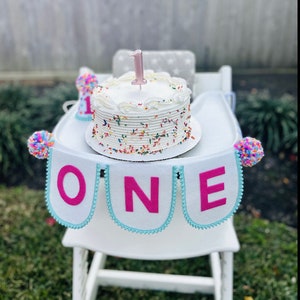 Girl High Chair Banner, First Birthday Highchair Banner, Confetti Banner, Sprinkles, Llama Birthday image 3