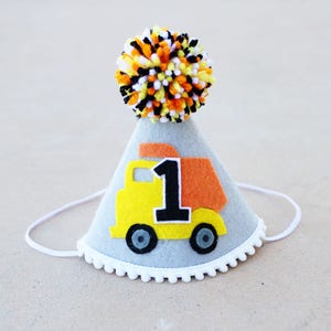 Construction Birthday Party Hat - Boys 1st Birthday Dump Truck Hat - 2nd Birthday Construction Party