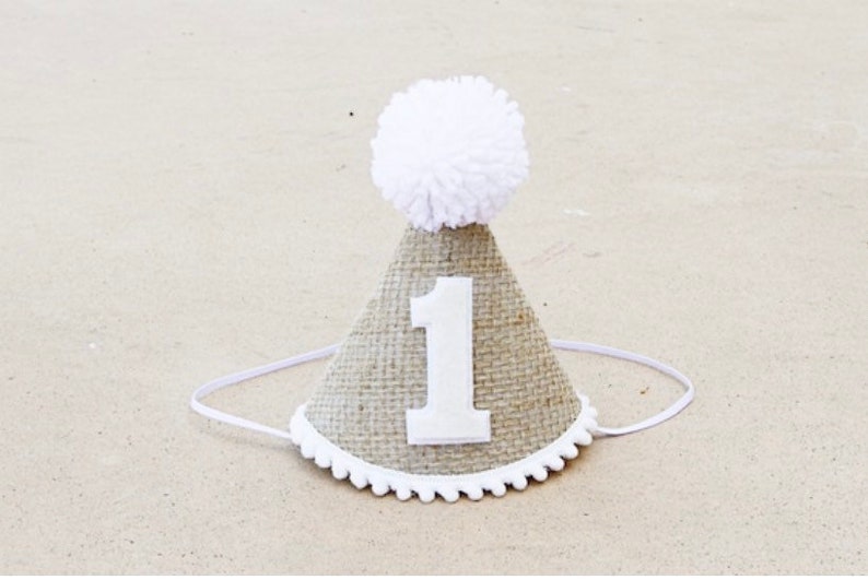 1st Birthday Cake Topper Burlap Cake Bunting First Birthday Cake Topper Neutral Natural Boho image 3