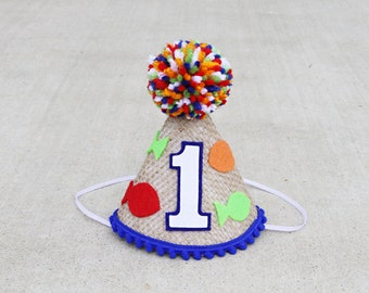 Boys 1st Birthday Ofishally One Party Hat and High Chair Banner - Fishing First Birthday Cake Smash- Big One Birthday Hat