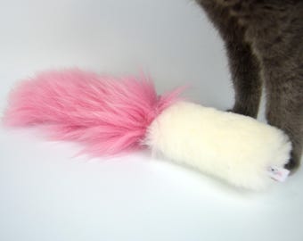 Sheepskin Catnip Kicker Cat Toy – Bunny Kick Stick with Tail