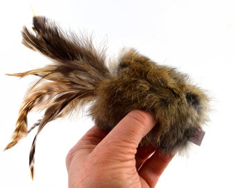 Real Rabbit Fur Cat Toy, Feather Cat Toys, Teaser Cat Toy, Rattle Cat Toy