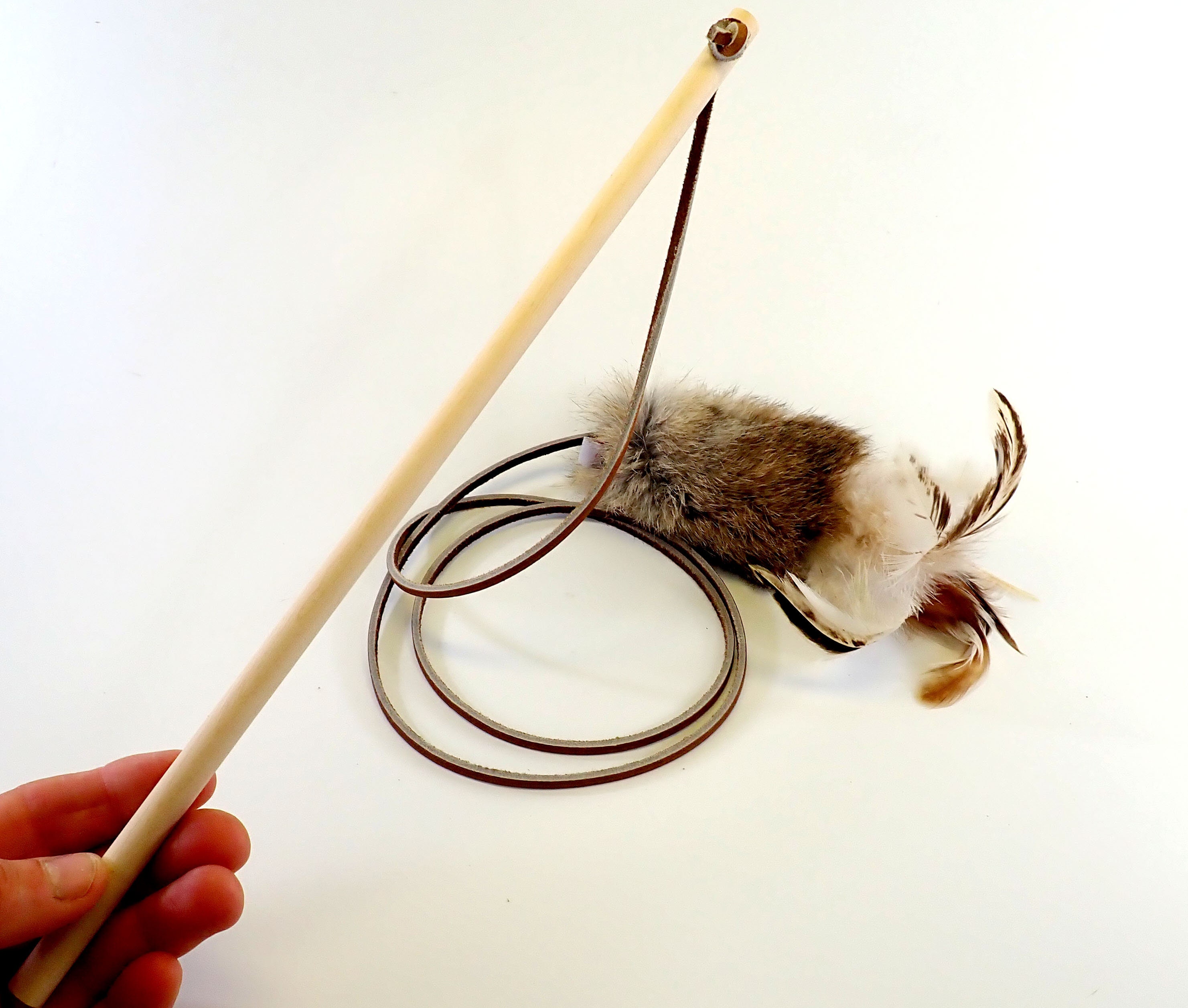 Real Rabbit Fur and Feathers Cat Toy Wand Wooden Handle Teaser Toy Rattle Cat Toy Optional Catnip Silvervine Natural Interactive Cat Toy Etsy Canada