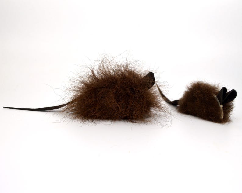 real buffalo bison fur cat toy mouse