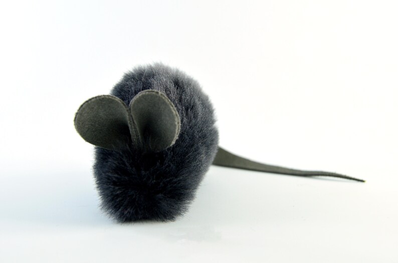 Grey Catnip Mouse Real Fur Cat Toy Rattle Mouse Organic Etsy