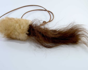 Cat Teaser Toy, Tan Sheepalo, Flying Squirrel Toy with Buffalo Fur Tail