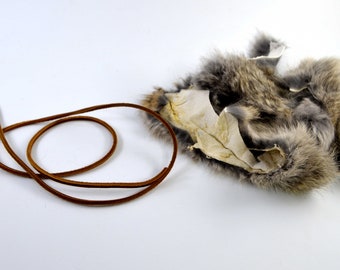 DIY Cat Teaser Toy, Interactive Cat Toy, Rabbit Fur Leather Cat Toy, Rabbit Hide Scraps--SHIPS in 2 Days