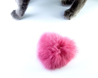 Rabbit Fur Heart Cat Toy, Catnip Toy, Heart Shaped Catnip Toy