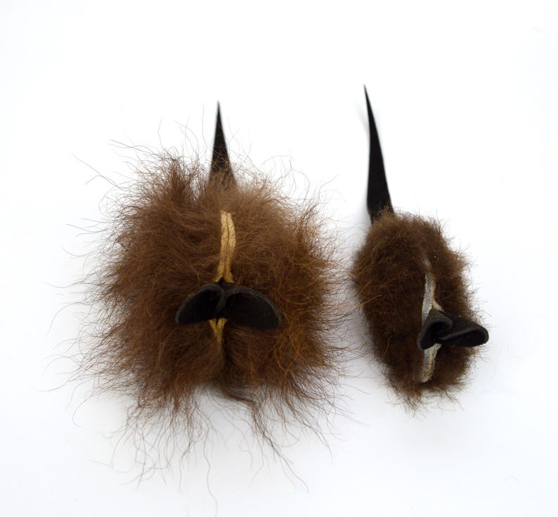 real buffalo bison fur cat toy mouse
