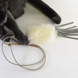 Fringe Frenzy: Sheepskin Teaser & Chase Cat Toy - You Choose Fringe Color