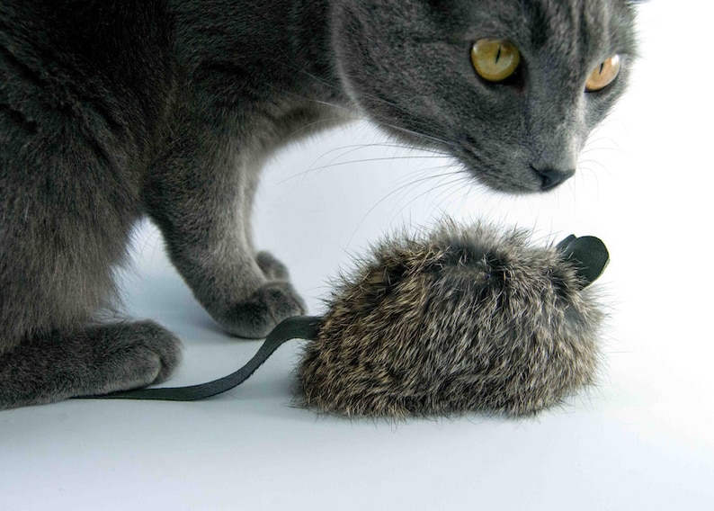 Rabbit Fur Cat Toy Mouse Real Fur Mouse Cat Toys Realistic - Etsy