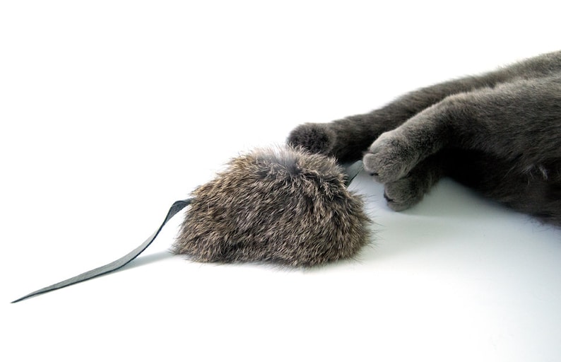 Rabbit Fur Cat Toy Mouse Real Fur Mouse Cat Toys Realistic Etsy