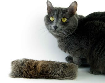 Real Rabbit Fur Cat Kicker Toy, Organic Catnip & Rattle Options – Ultimate Feline Fun
