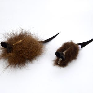 real buffalo bison fur cat toy mouse