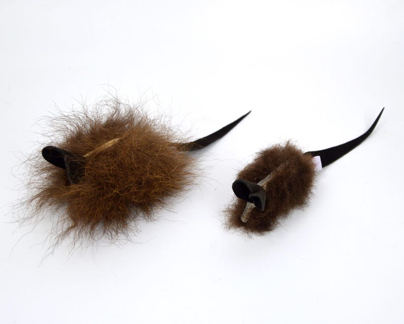real buffalo bison fur cat toy mouse