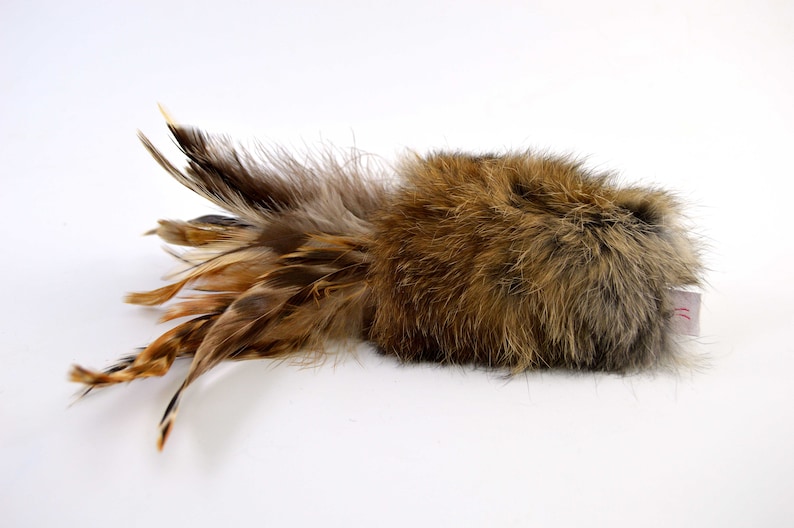 Rabbit Fur and Feathers Cat Toy, Ethical Fur, Fetch Toy, Teaser Toy, Rattle Cat Toy, Real Rabbit Fur Cat Toy image 5