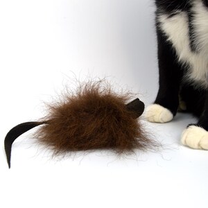 real buffalo bison fur wacky cat toy mouse