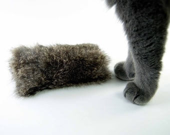 Real Rabbit Fur Cat Small Kicker Toy, Organic Catnip & Rattle Options – Ultimate Feline Fun