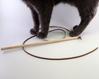 Cat Toy Wand, Leather Lace Interactive Cat Toy, Chase Toy, Simple Toy--SHIPS IN 2 DAYS