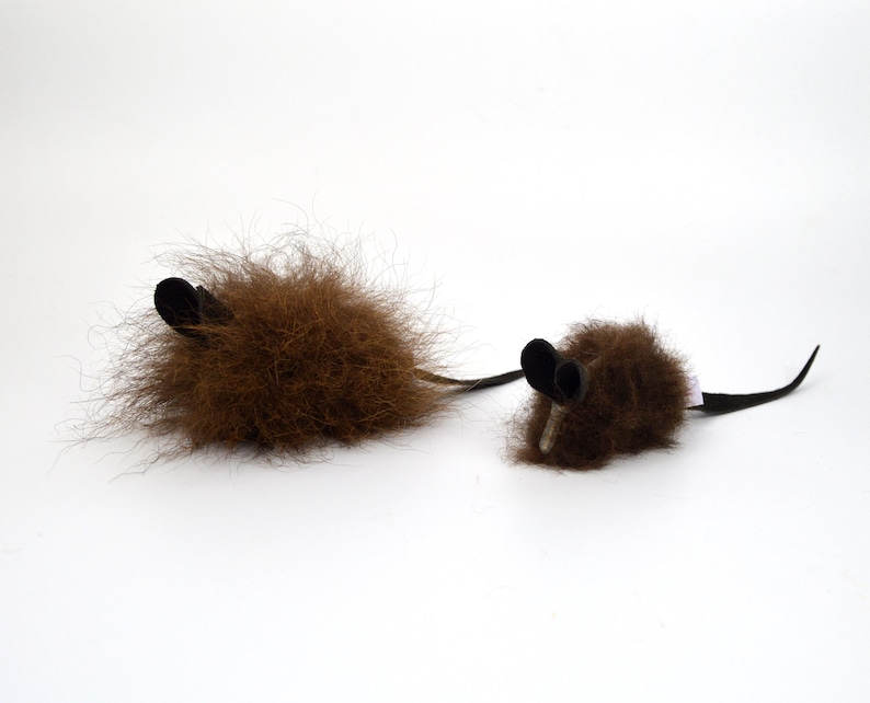 real buffalo bison fur cat toy mouse