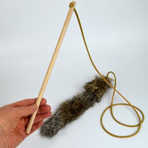 Rabbit Fur Cat Teaser Wand – Interactive Chase & Exercise Toy