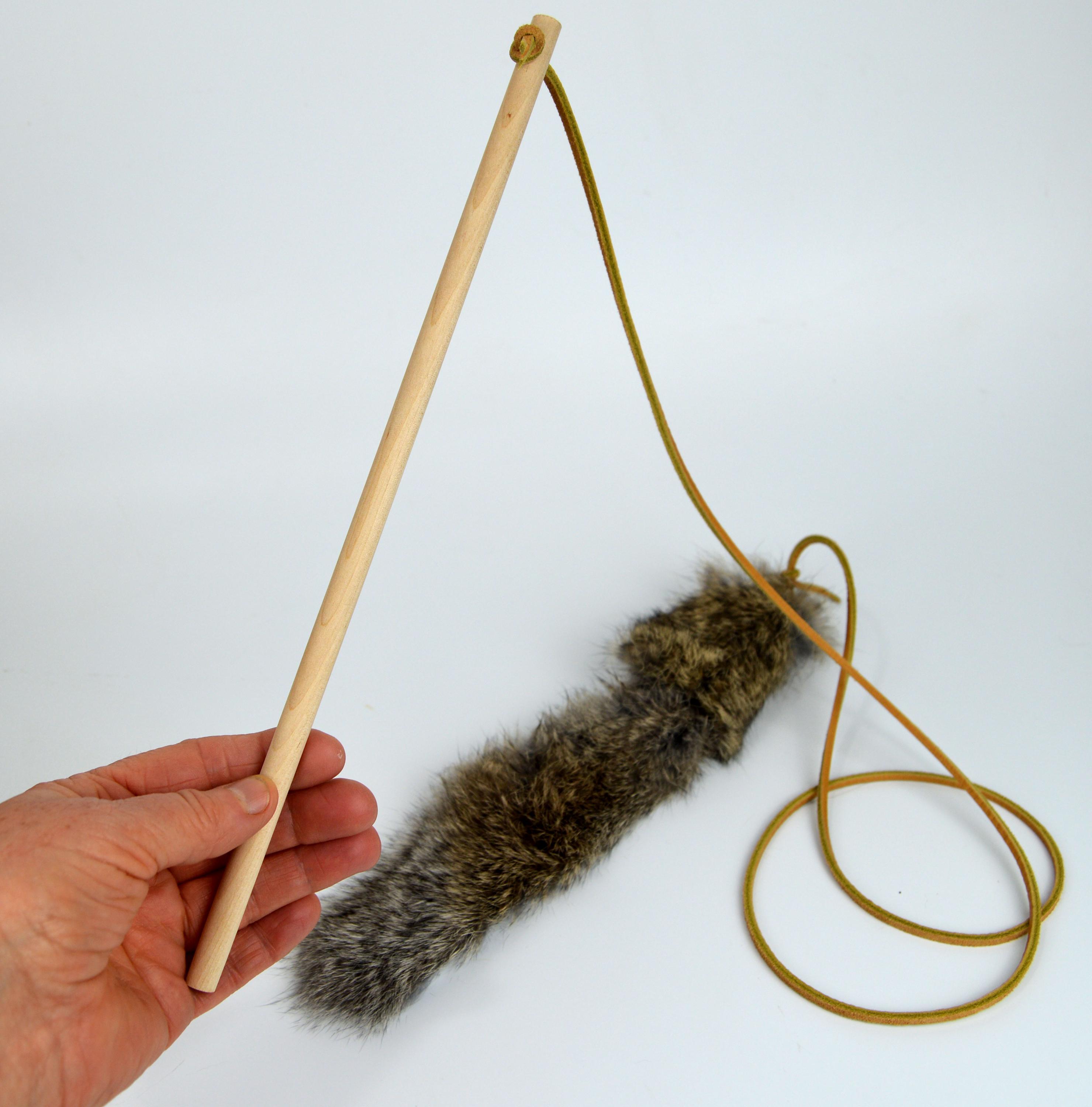 Rabbit Fur Cat Teaser Wand – Interactive Chase & Exercise Toy