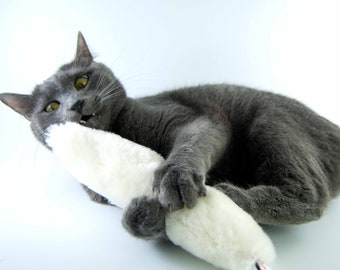 Large Handmade Sheepskin Bunny Kicker Toy – Purrfect Cat Kick Stick