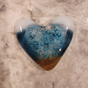 Ocean Bubble Heart - Fused glass heart