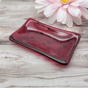 Red trinket Dish - Handmade Glass Art,House Decor, Fused Glass dish