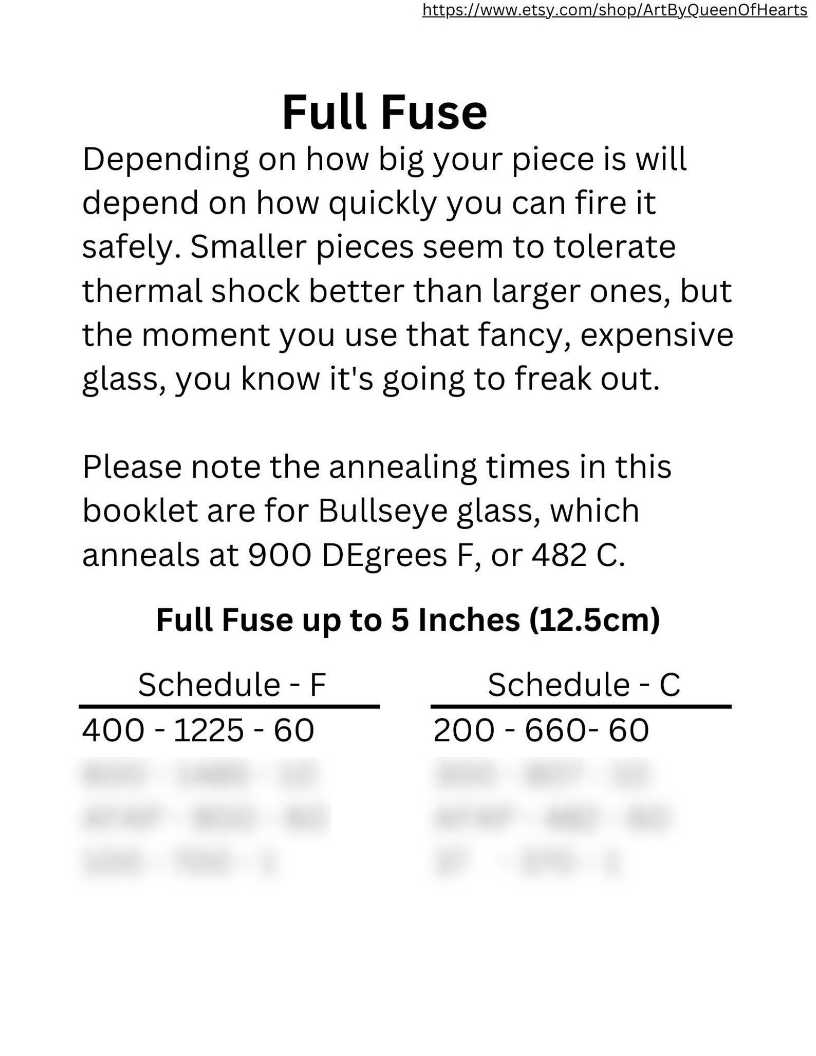 COE 90 Common Firing Schedules Full Fuse Firing Schedule Slumping