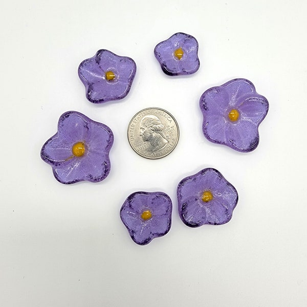 Purple Fused Glass Flowers - Coe 90 Glass Flowers - Cast Glass Flowers - Flowers for Fusing - Bullseye Flowers - Glass Flowers for Jewelry