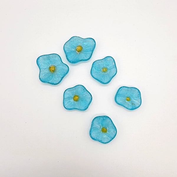 Blue Fused Glass Flowers - Coe 90 Glass Flowers - Cast Glass Flowers - Flowers for Fusing - Bullseye Flowers - Glass Flowers for Jewelry