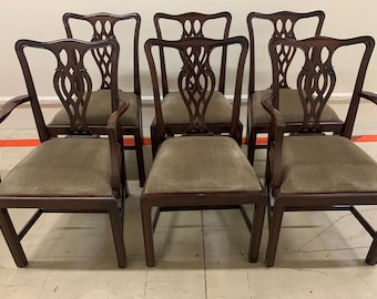 Dining Chairs Mahogany Chippendale Style Stately