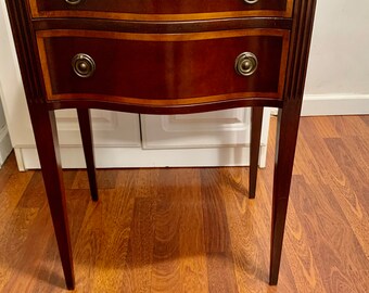 Vintage inlaid mahogany nightstand two drawers