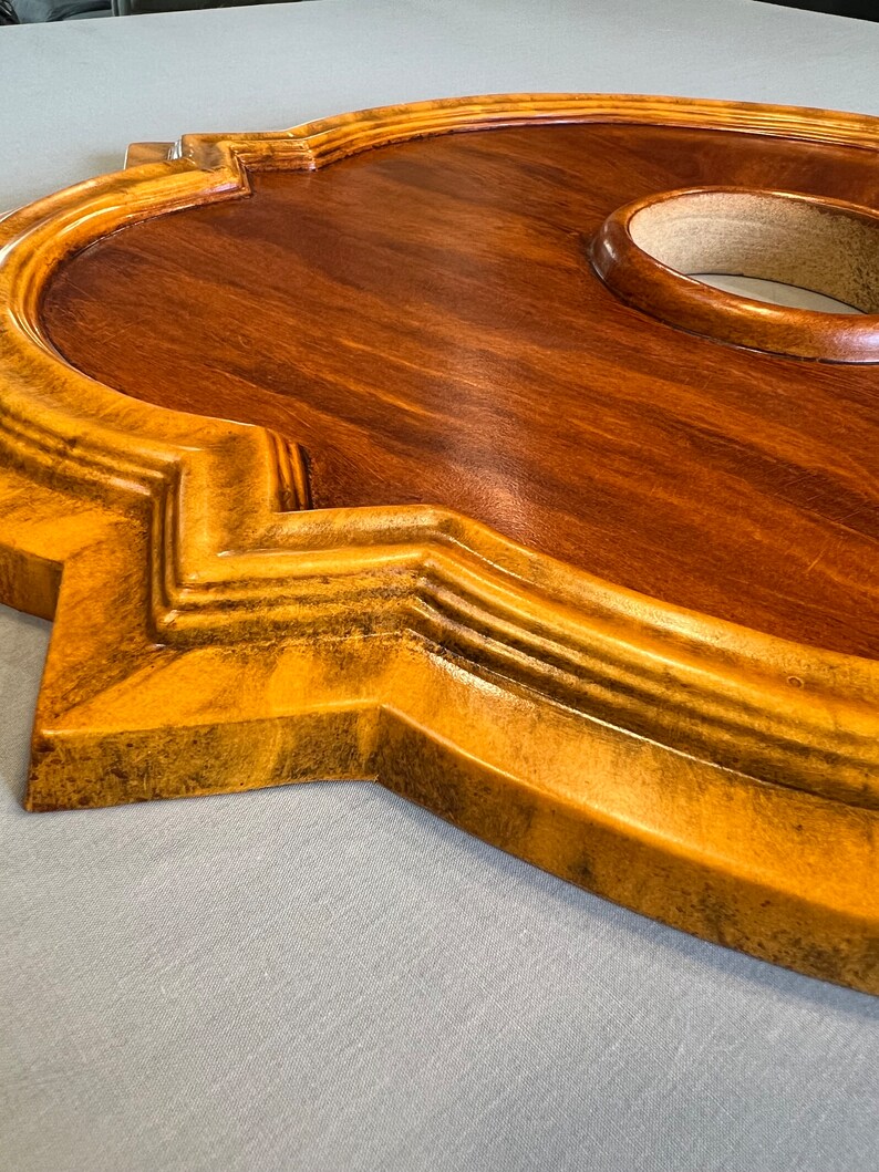 Ceiling Medallion Hand Painted Faux Wood Grain by Me Complements Baker