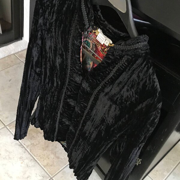 Retro-Alberto Makali zerkleinert samt schwarze Jacke Blazer Abend Urlaub in Größe M