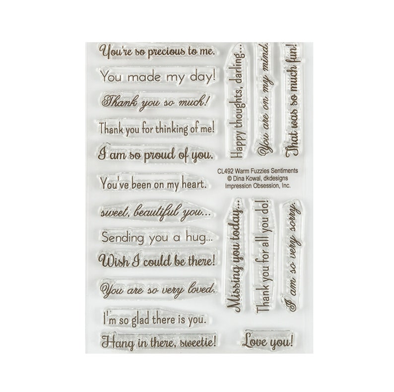 Sentiments Words Cling Stamp Set Warm Fuzzies Impression Etsy