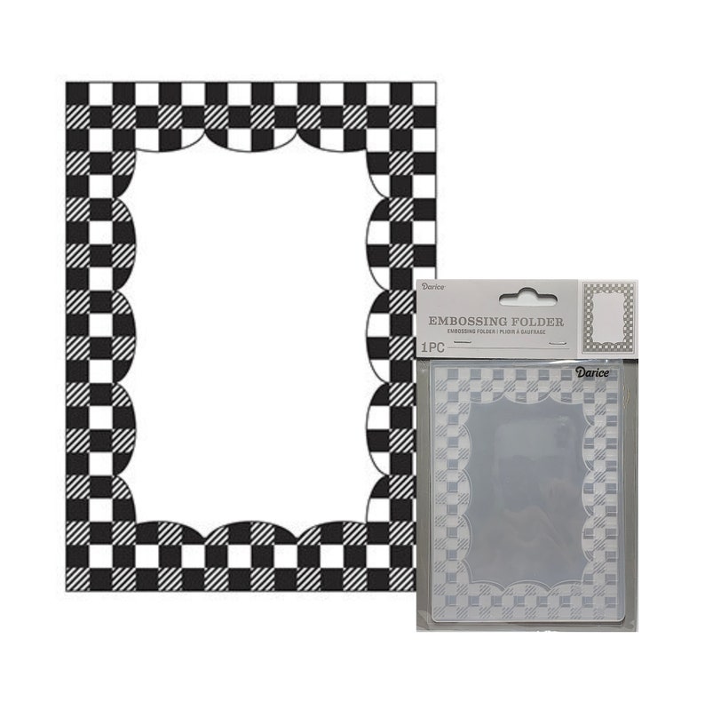Gingham Border Embossing Folder Darice Frame Craft Folders Etsy